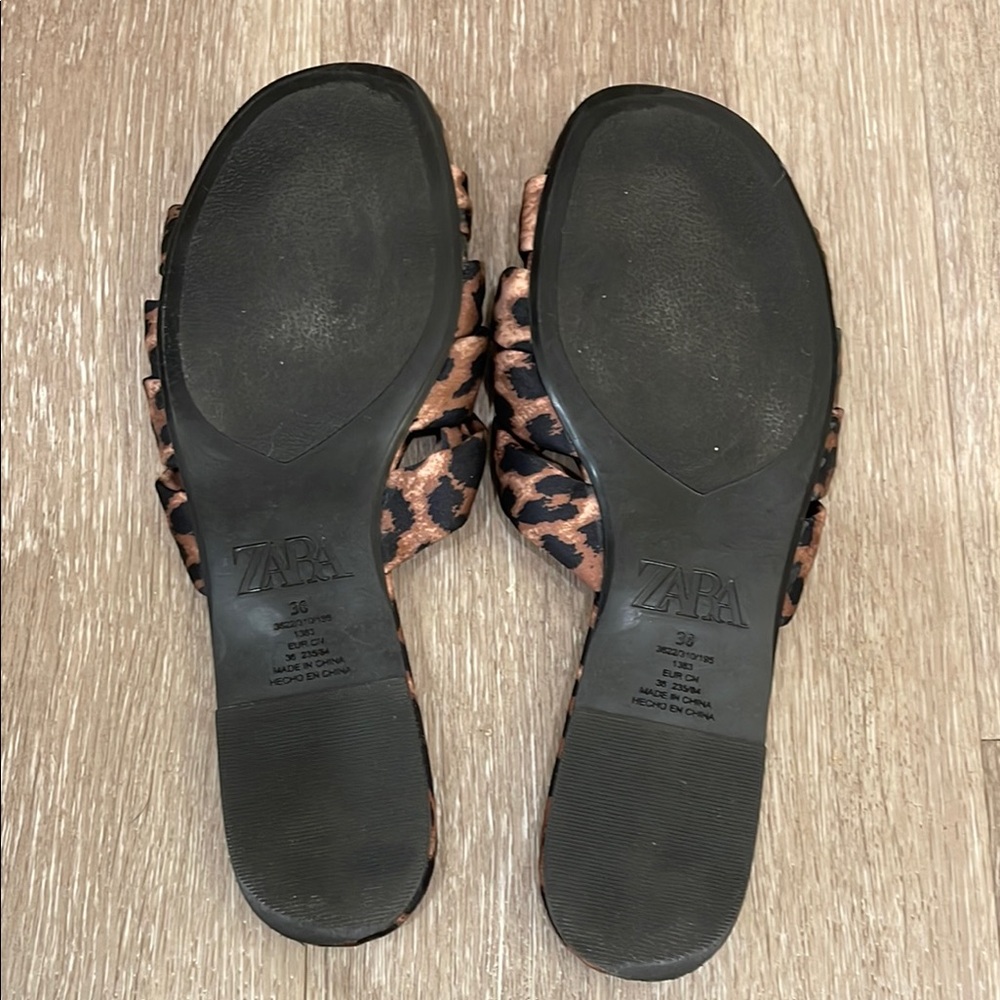 Zara Leopard Print Knot Slide Sandals - Brown & Black - Picture 4 of 5